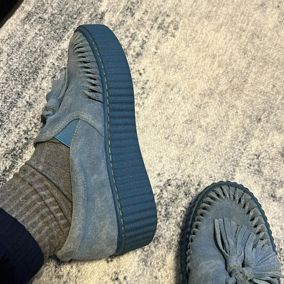 J Slides NYC Blue Suede Tassle Platform Loafer - Picture 5 of 5